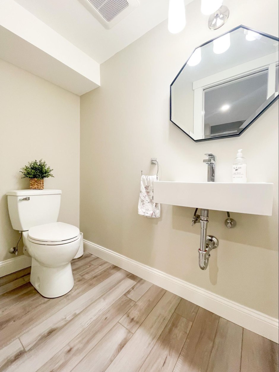 Luxury Vinyl Plank – Basement Bathroom- Beverly MA